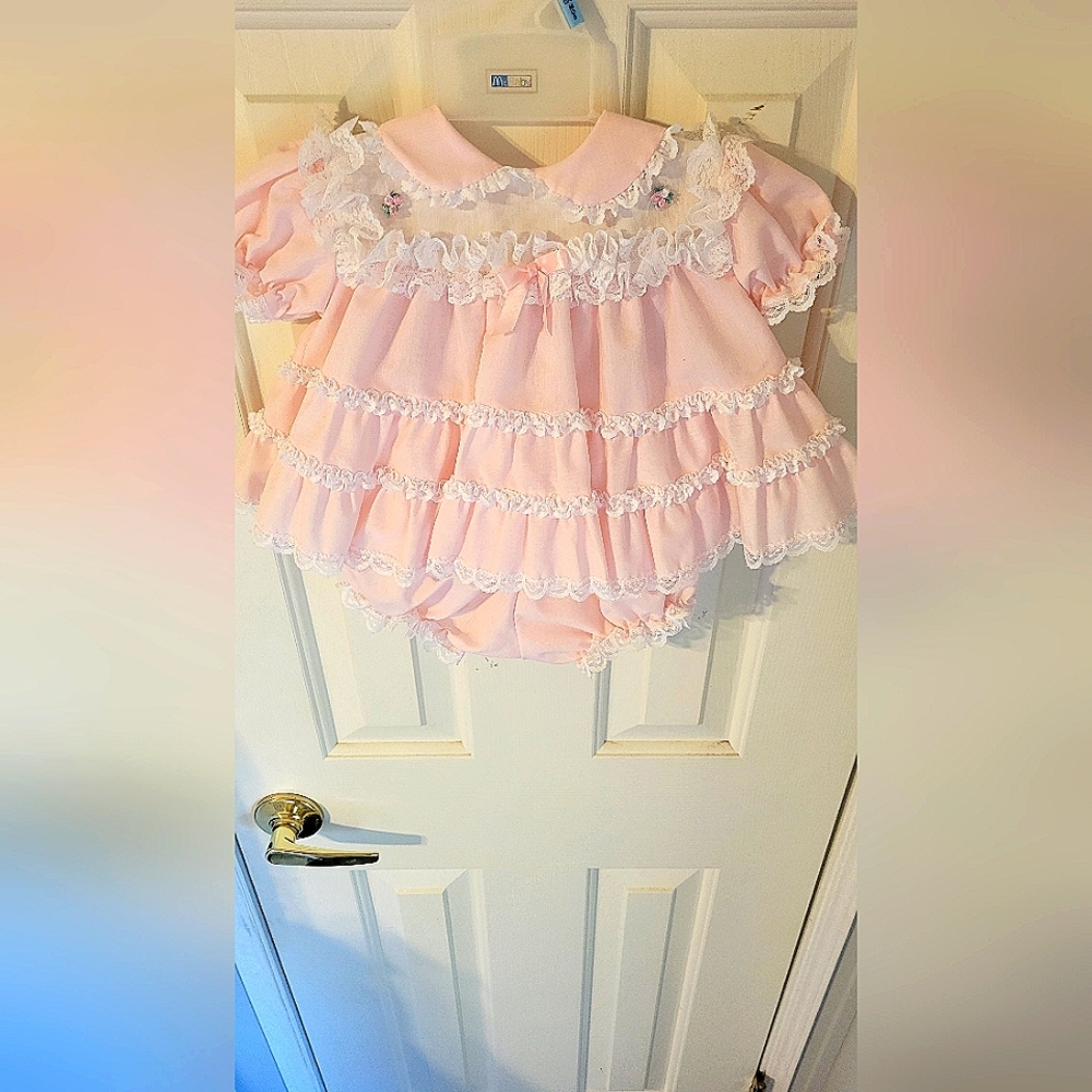 Pink Vintage Infant Dress with Bloomers